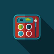 Palette with paint brush flat icon long shadow eps10 N14