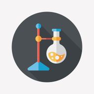 test tube flat icon with long shadow N104