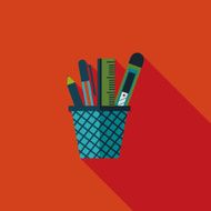 Pen Holder flat icon with long shadow eps10 N17