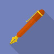 Fountain pen icon Modern Flat style with a long shadow