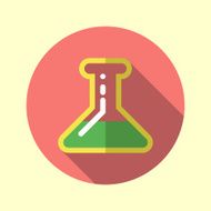Laboratory flask icon Flat long shadow design