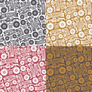 Seamless pattern with the image of bigfoot car