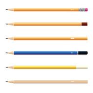 Wooden sharp pencils set isolated on white background N3