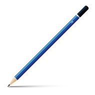Wooden blue sharp pencil isolated on white background