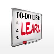 the word learn on to-do list whiteboard