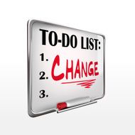 the word change on to-do list whiteboard