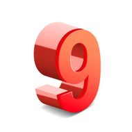 3d shiny red number 9 N3