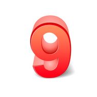 3d shiny red number 9 N4
