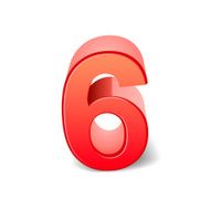 3d shiny red number 6 N5