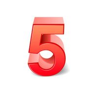3d shiny red number 5 N3