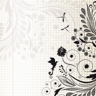 Flowers and a bird on the page
