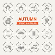Set of round and outlined autumn icons