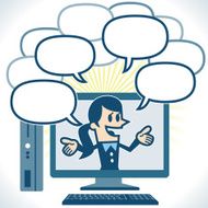 Talking woman with a pc