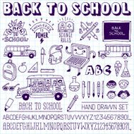Back to school doodle icons lettering signs set N2