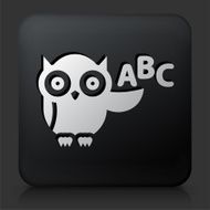 Black Square Button with ABC Owl