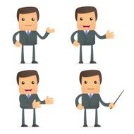 funny cartoon businessman giving presentation