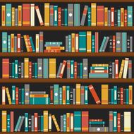 Vector of library book shelf background N3