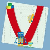 Letter &quot;v&quot; from stylized alphabet with children&#039;s toys N2