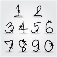 number alphabet barbwire font style Vector illustration