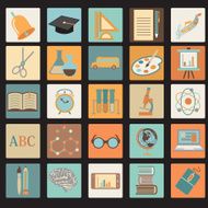 Education School Flat Icon Set N3