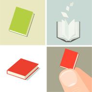 Books flying pages library fingers illustration