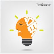 Professeur or scientist sign Creative light bulb and education concepts