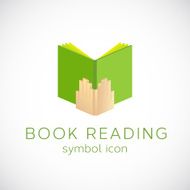 Book Reading Vector Concept Symbol Icon or Label