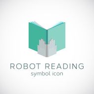 Metal Hands With Book Template Robot Reading Symbol Icon or