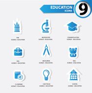 Education icons Blue version vector N2