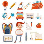 School Icon Set Graphic Designs on White N2