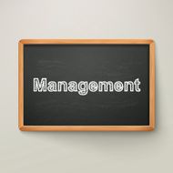 management on blackboard in wooden frame