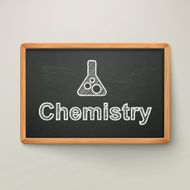 chemistry on blackboard in wooden frame