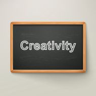 creativity on blackboard in wooden frame