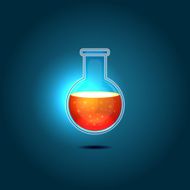 Glass Chemical Flask with Red Toxic Liquid Vector