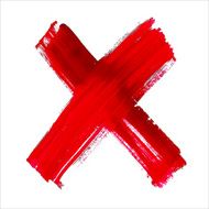 X - Red handwritten letter on white background Acrylic colors N21