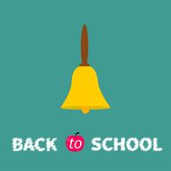 Yellow bell with handle Back to school chalk text Flat N2