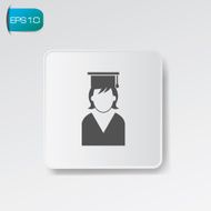 Graduation symbol on white button vector