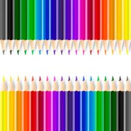 Color pencils on white background