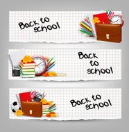 Back to school Three banners with supplies