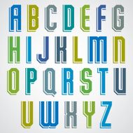 Vector geometric alphabet condensed font in retro poster style N2