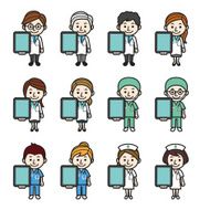Health care workers with tablet PC
