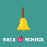Gold bell with handle Back to school chalk text Flat N2