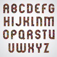 Trendy alphabet letters design decorated beautiful colorful