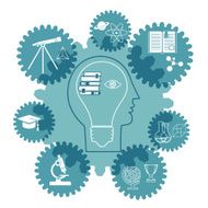 Human head icons of science and gears N3