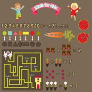 Math for kids Colorful cute web icons games N2