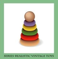 Colorful wooden pyramid Series-Realistic vintage toys N2