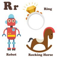 Alphabet R letter Ring Robot Rocking Horse N2