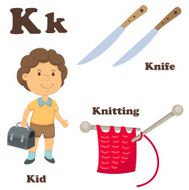 Alphabet K letter Knife Knitting Kid N2