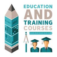 Education and training courses vector concept in flat style
