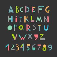 Fun and cute paper cut alphabet digits Isolated Vector N2